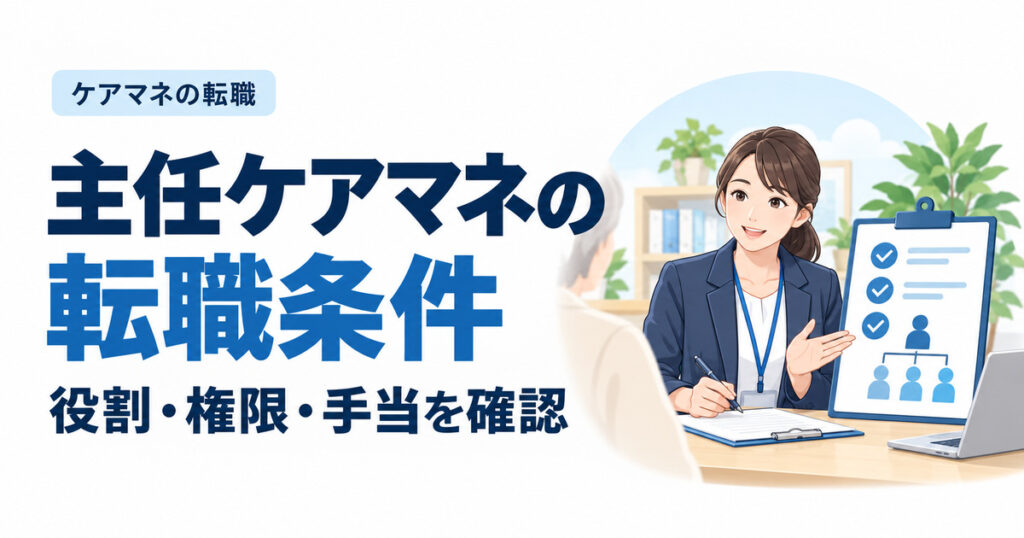 主任ケアマネの転職条件。役割・権限・手当を確認