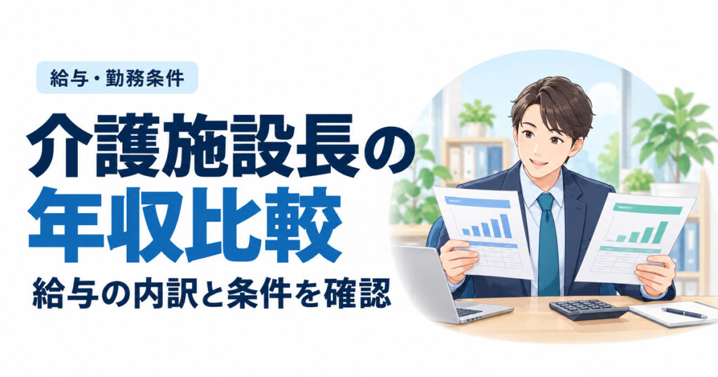 介護施設長の年収比較。給与の内訳と条件を確認