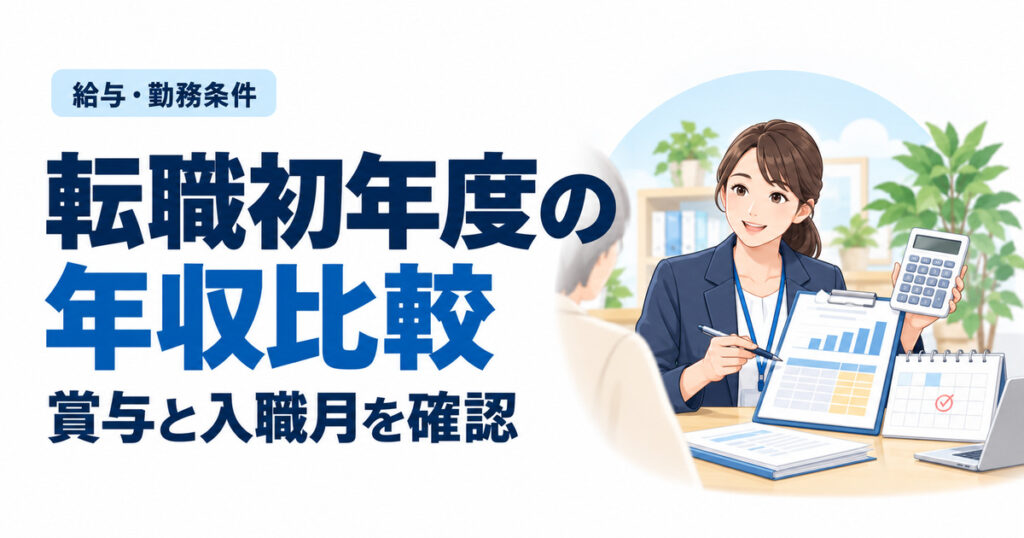 転職初年度の年収比較。賞与と入職月を確認