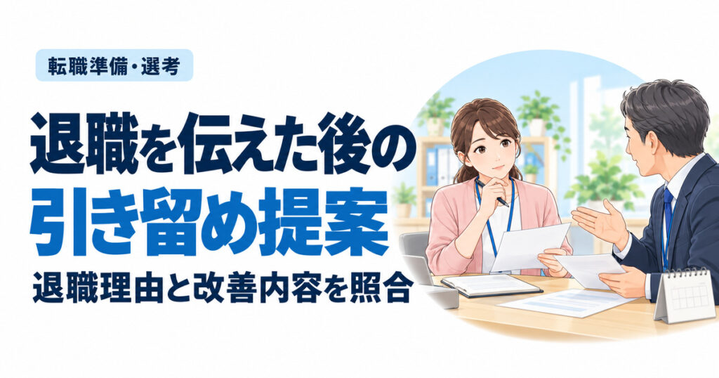 退職を伝えた後の引き留め提案。退職理由と改善内容を照合